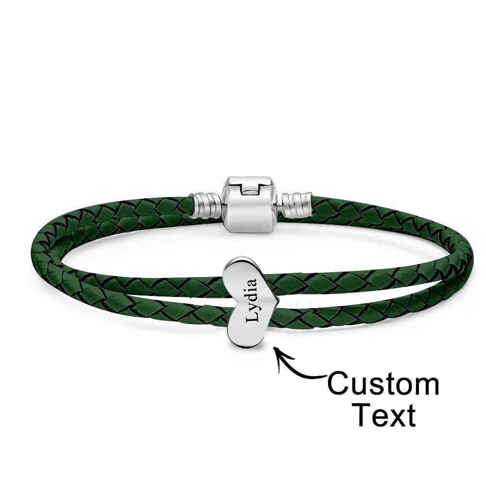 Engravable Leather Bracelet Custom Number Of Optional Heart Accessories Jewelry Gifts For Her - soufeelmy