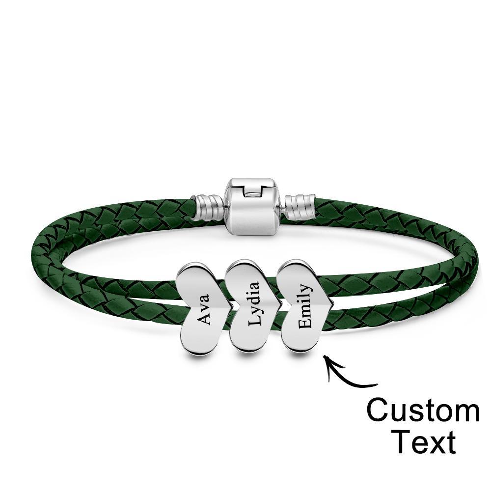 Engravable Leather Bracelet Custom Number Of Optional Heart Accessories Jewelry Gifts For Her - soufeelmy