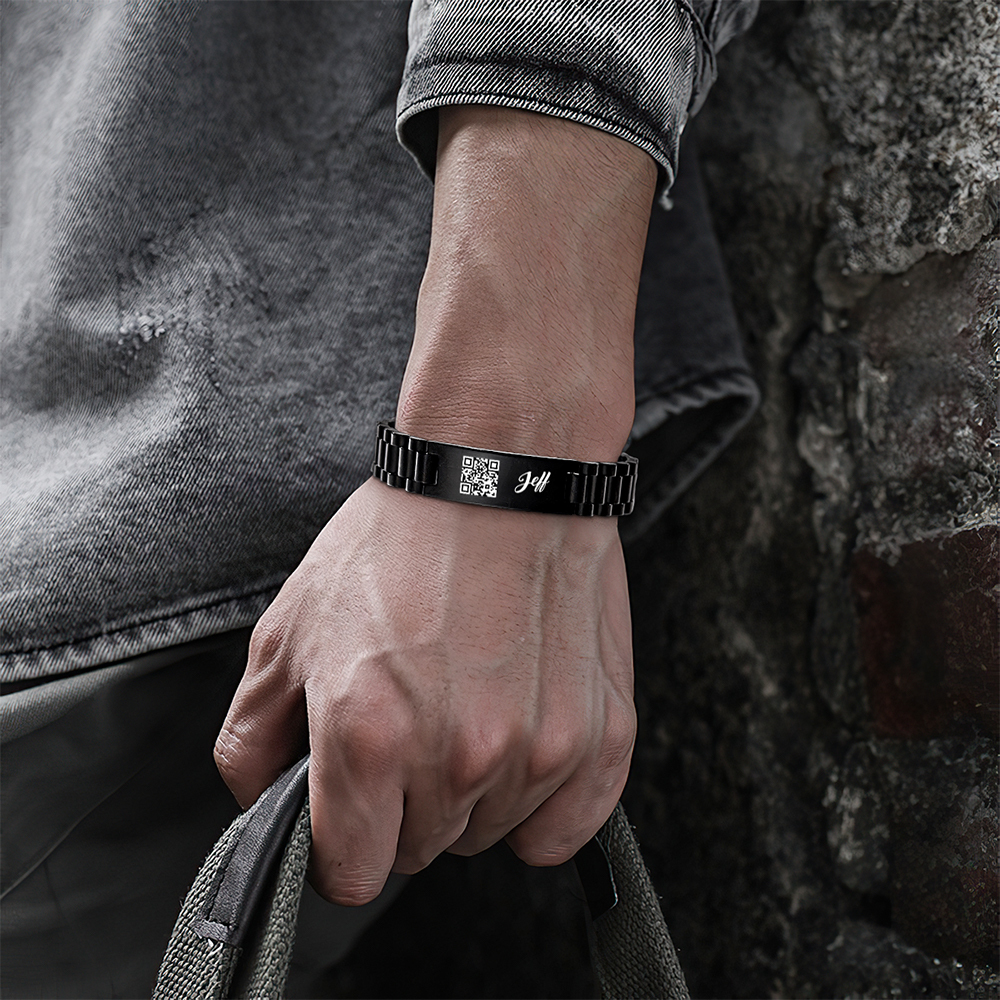 Personalized Code Bracelet For Men Bracelet Engraved Masculine Stainless Steel Bracelet Gift For Him - soufeelmy