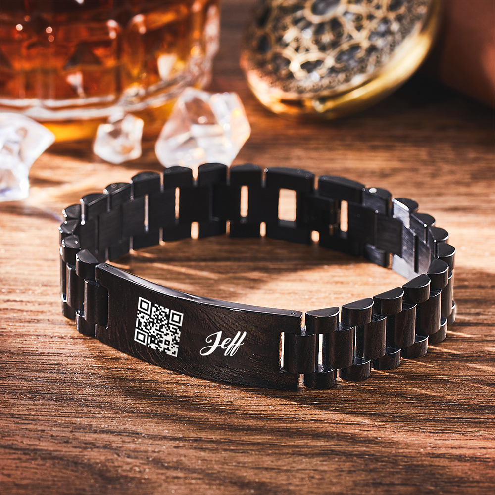 Personalized Code Bracelet For Men Bracelet Engraved Masculine Stainless Steel Bracelet Gift For Him - soufeelmy