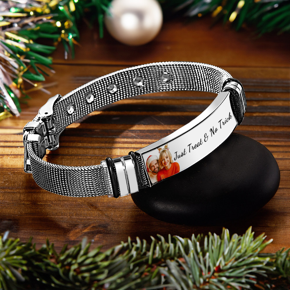 Custom Photo And Engraved Stainless Steel Bracelet Best Gift for Christmas Day - soufeelmy