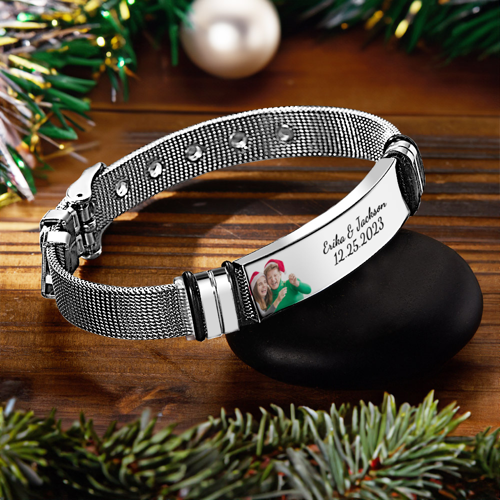 Custom Men's Stainless Steel Bracelet Christmas Gift For Personalizing Your Special Date Christmas Gift - soufeelmy