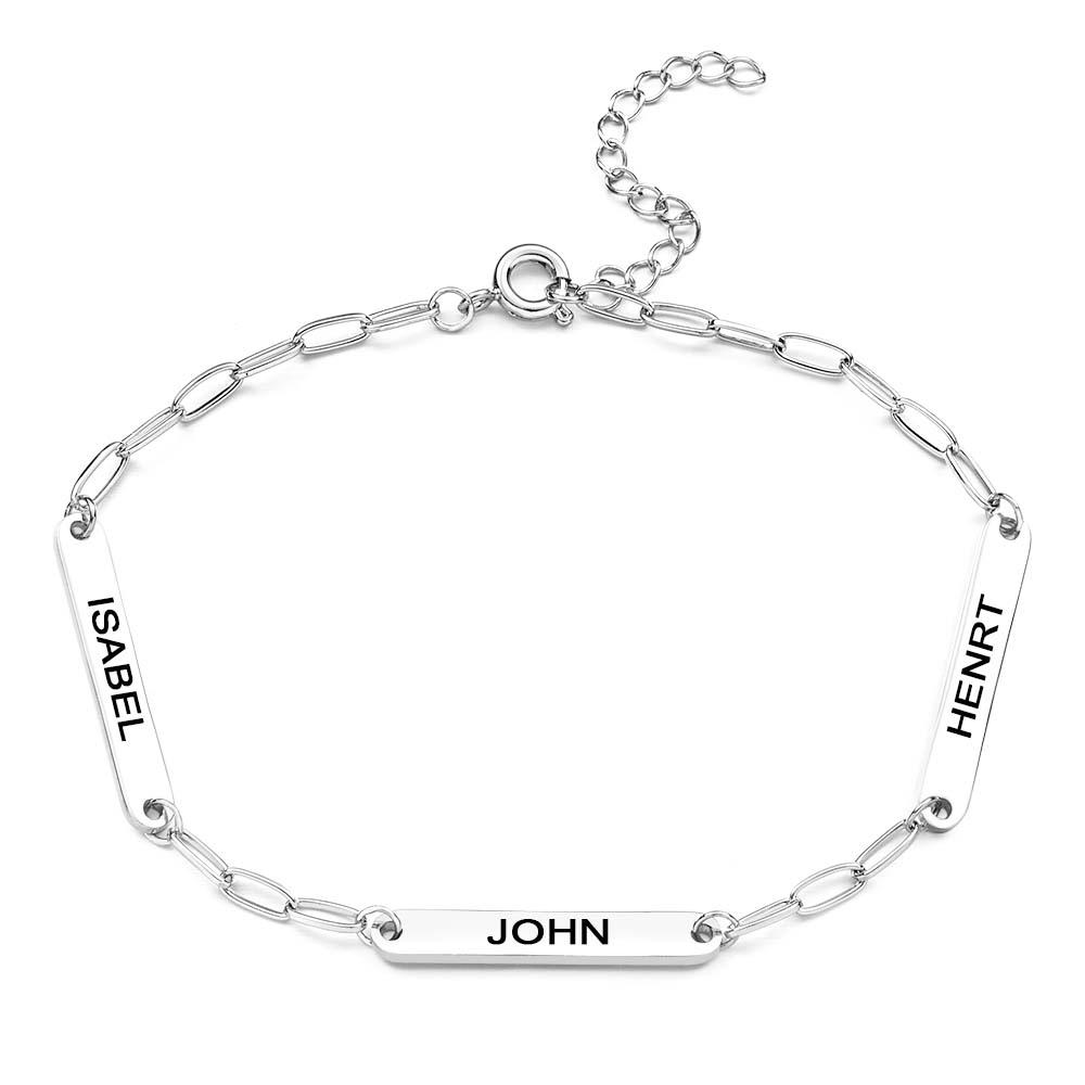 Custom Mini Name Bar Bracelet Minimalist Engraved Charm Bracelet with a Dainty Paperclip Chain New Mom Gift - soufeelmy