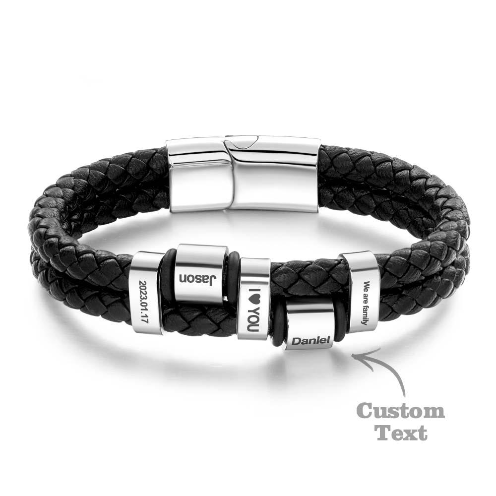 Punk Style Design Stainless Steel Leather Bracelet Men Steel Magnetic Buckle Birthday Gift Men Bracelet - soufeelmy