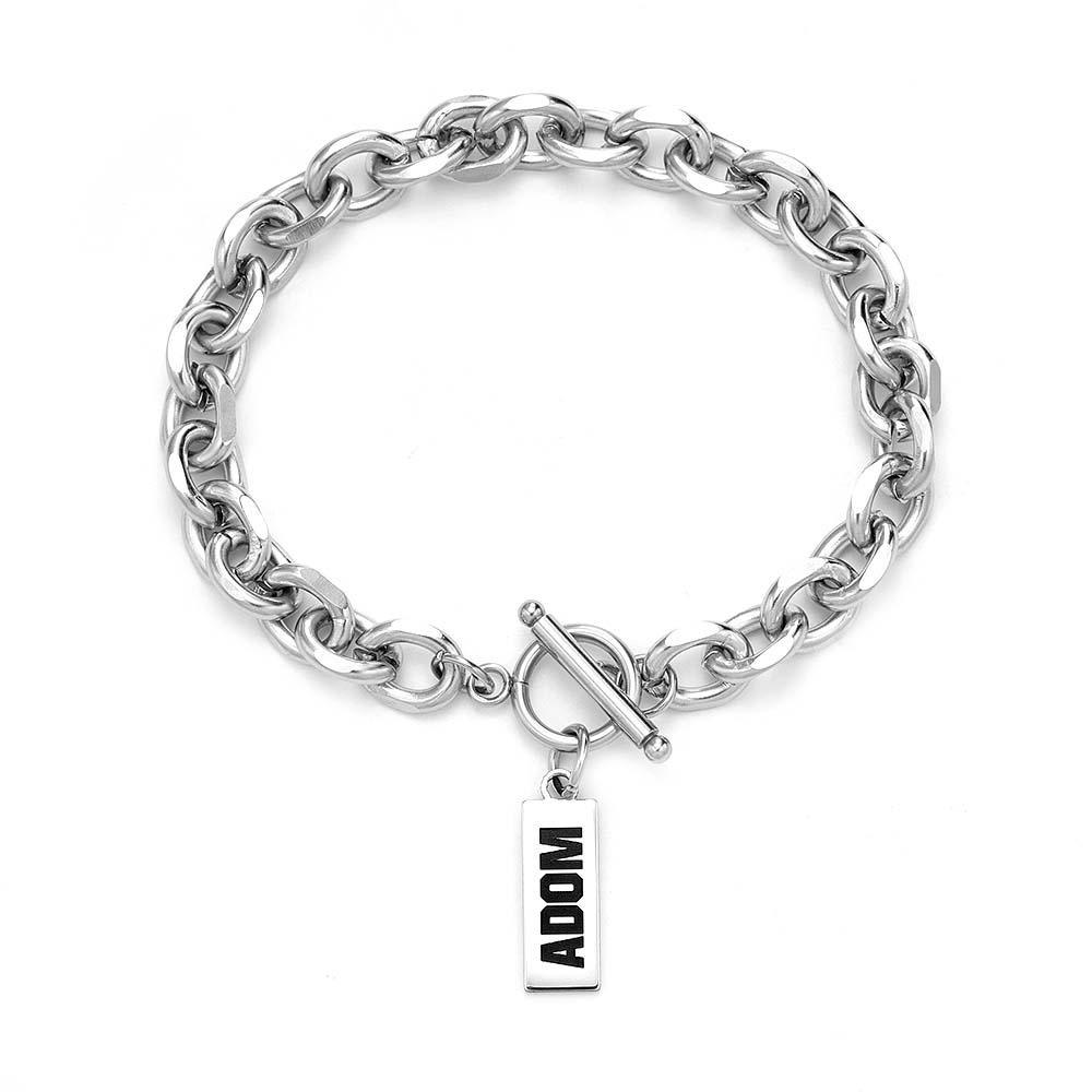 Custom Cable Chain Men's Bracelet Engraved text Father's Day Gift Stainless Steel Bracelet Gift for a Friend - soufeelmy