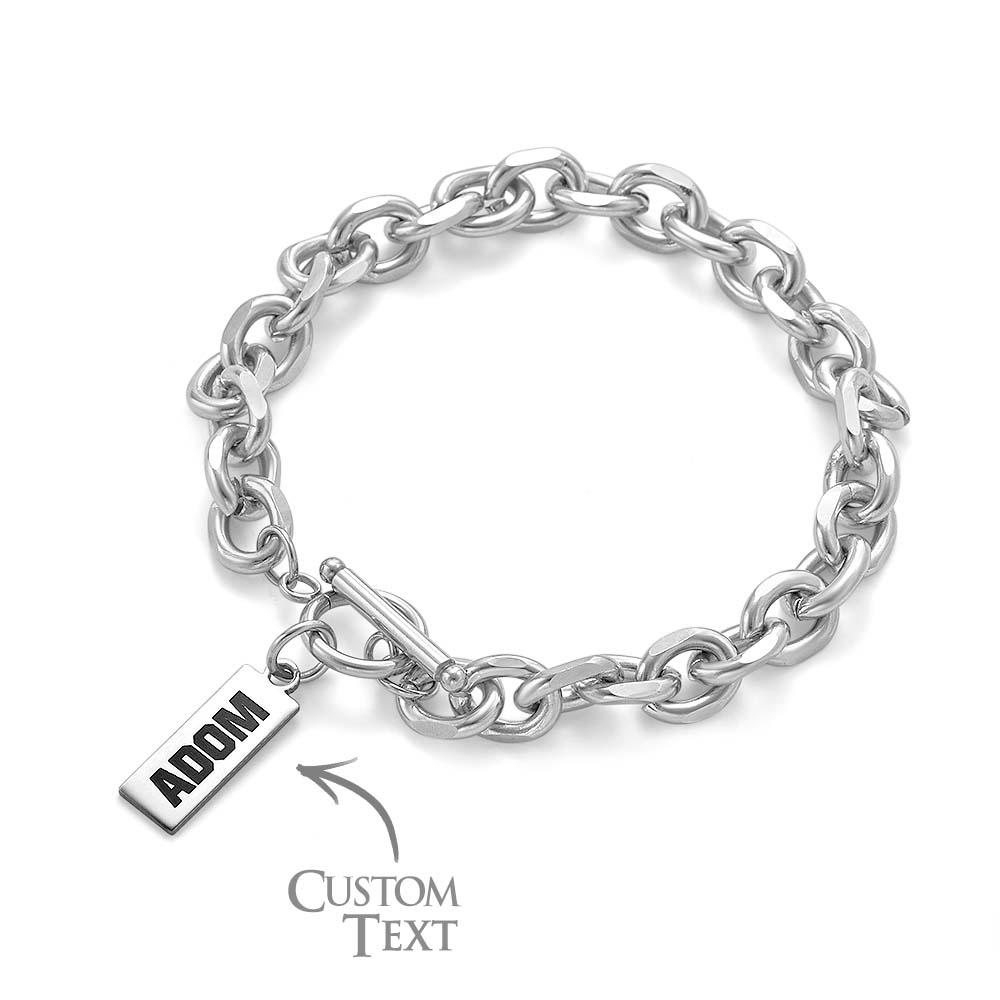 Custom Cable Chain Men's Bracelet Engraved text Father's Day Gift Stainless Steel Bracelet Gift for a Friend - soufeelmy