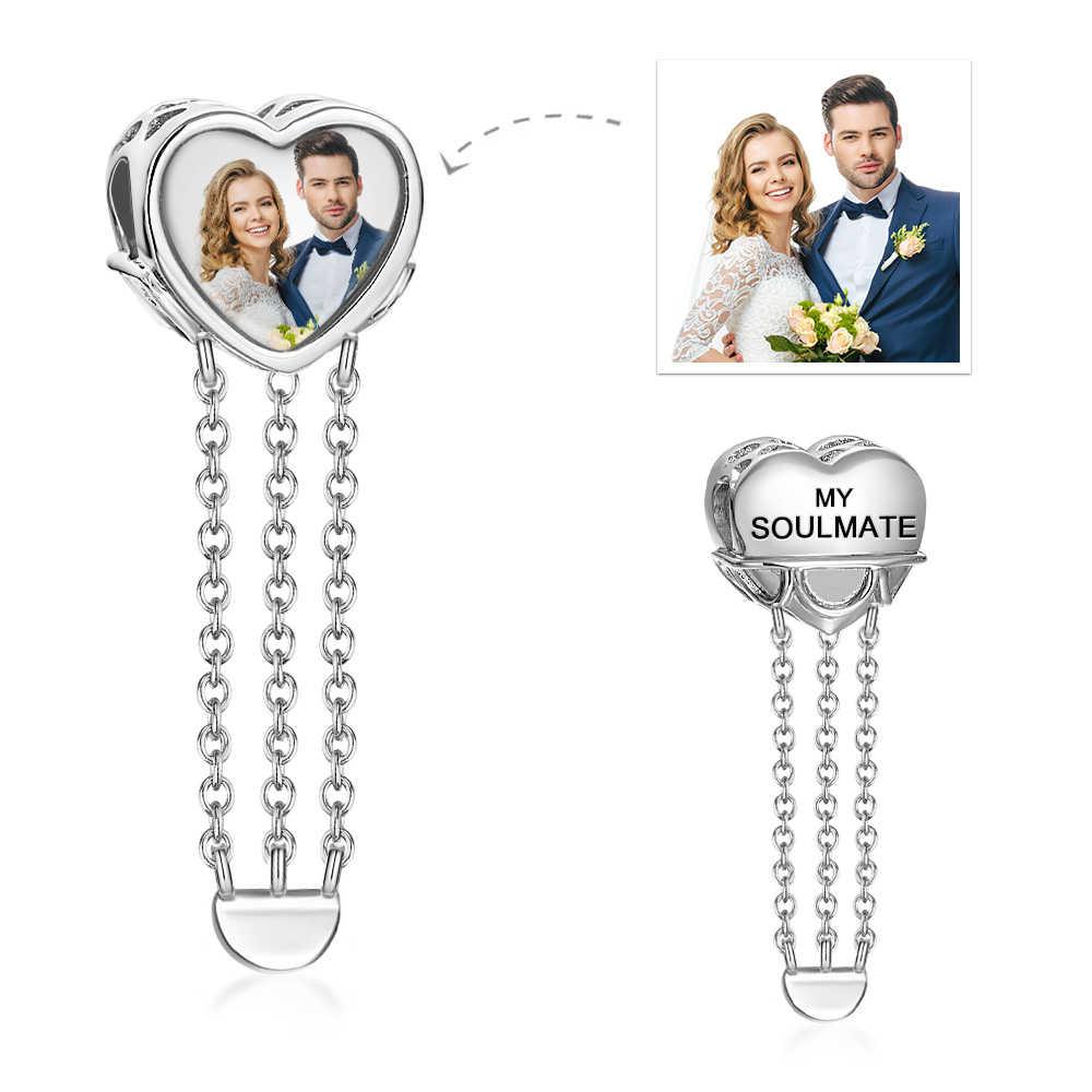 Never be Apart Heart Personalized Photo Charm Fit All Major Brands of Bracelets Necklaces - soufeelmy
