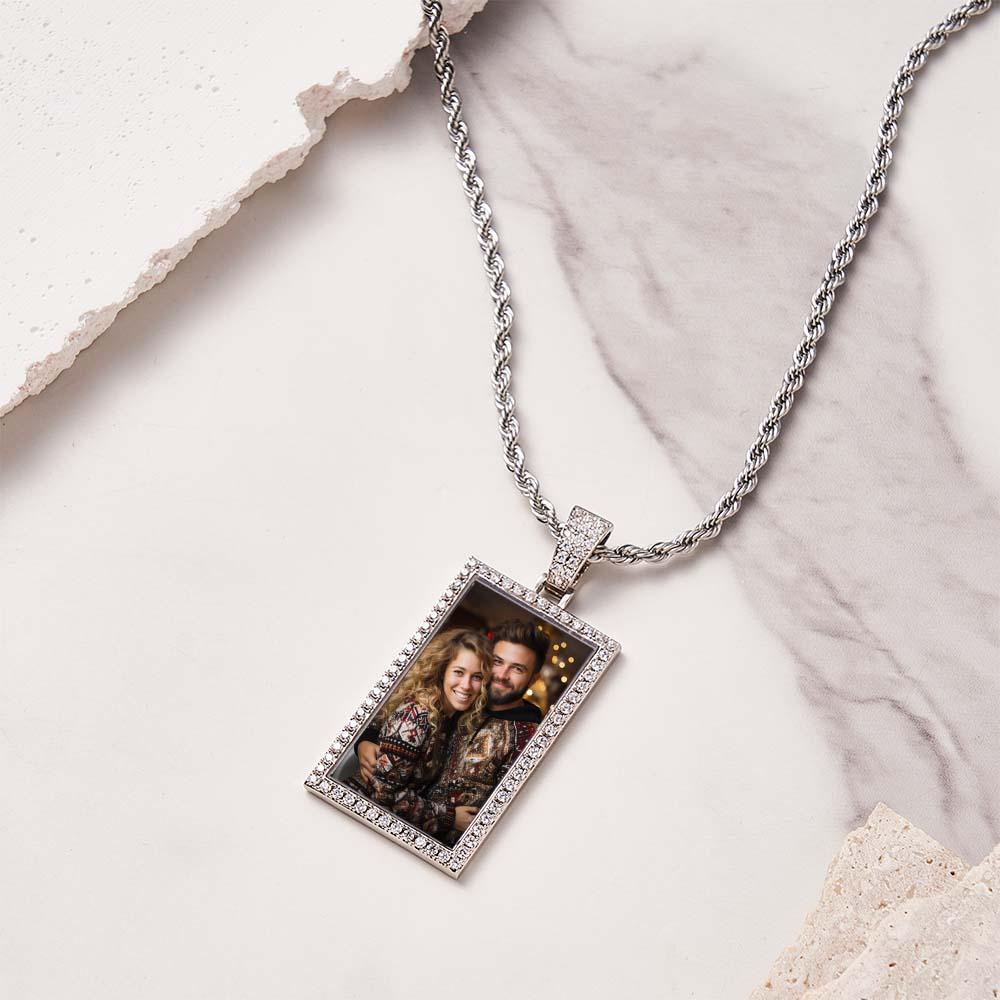 Hip Hop Photo Necklace Vintage Zircon Decor Memorial Pendant Jewelry Gifts For Men - soufeelmy