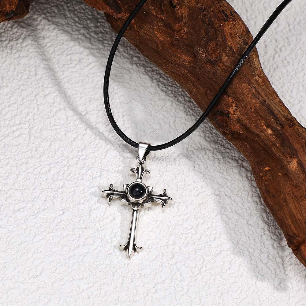 Custom Projection Necklace Vintage Cross Gift for Men - soufeelmy