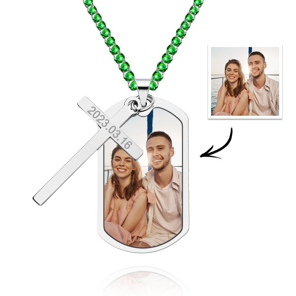 Personalized Necklace for Men Custom Photo and Engraving Tennis Chain Necklace - soufeelmy