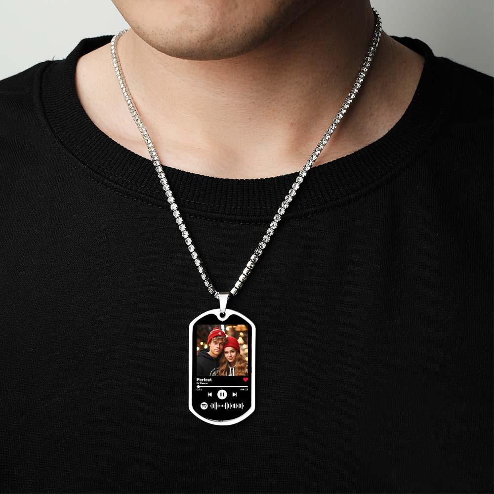 Scannable Custom Spotify Code Necklace Tennis Chain Memorial Gifts for Him - soufeelmy