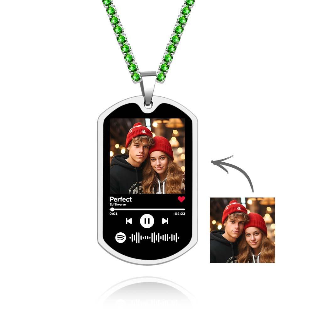 Scannable Custom Spotify Code Necklace Tennis Chain Memorial Gifts for Him - soufeelmy