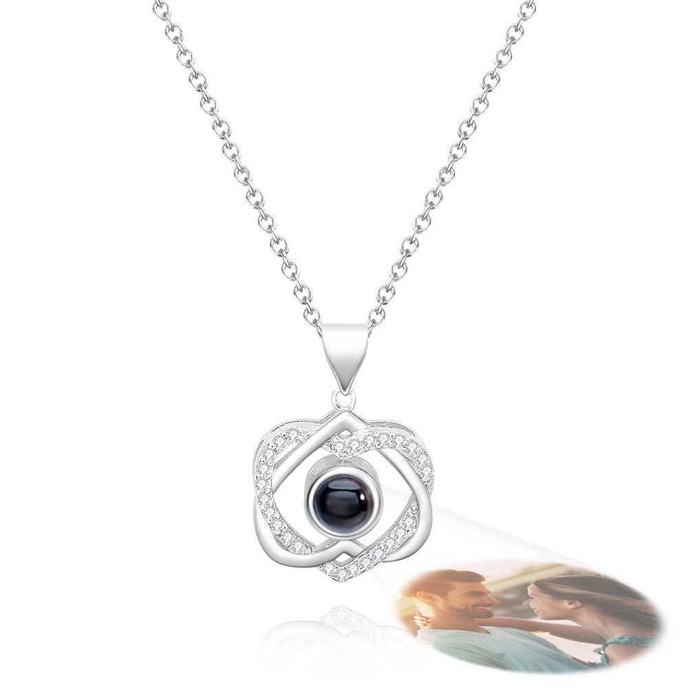 Custom Projection Necklace Double Heart Pendant Gift - soufeelmy