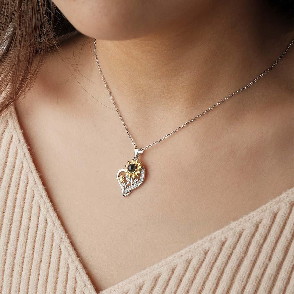 Custom Projection Necklace You are My Sunshine Sunflower Couple Gift - soufeelmy