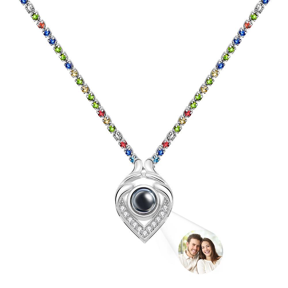 Custom Photo Projection Necklace Heart Tennis Chain Creative Gift - soufeelmy