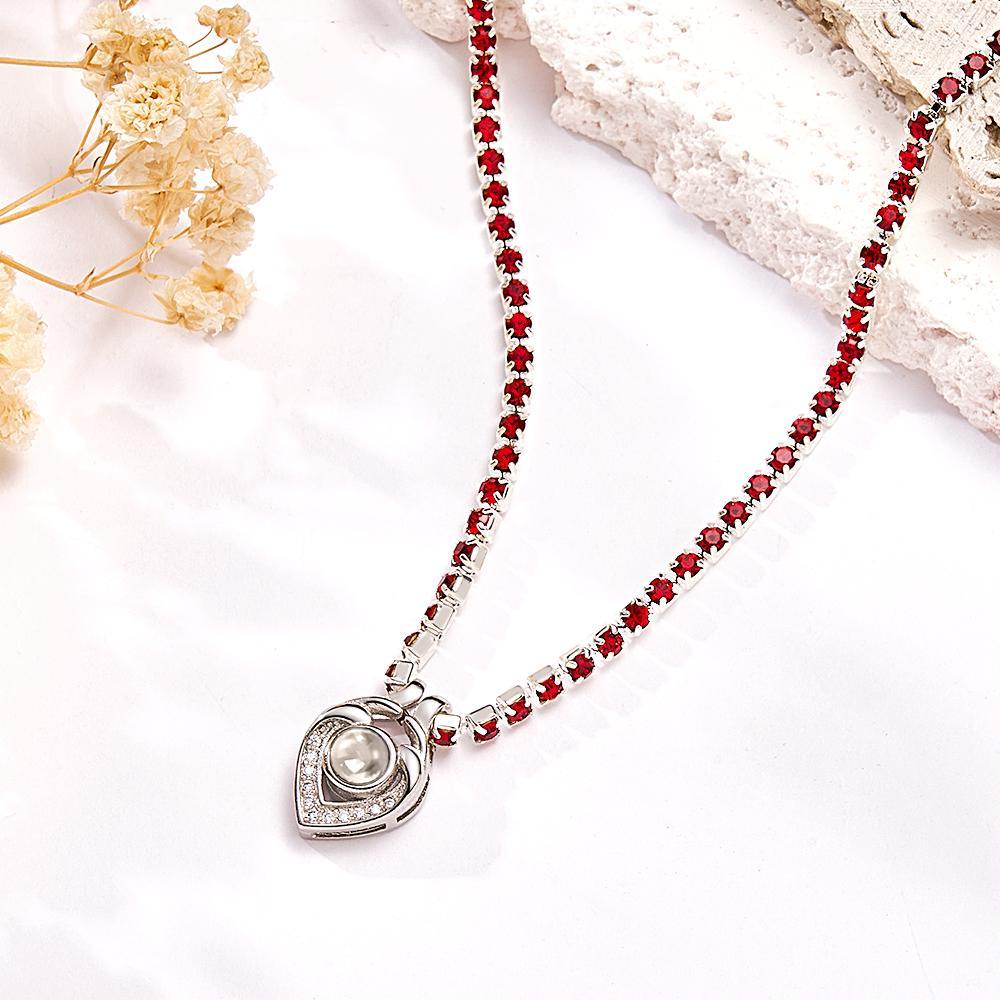 Custom Photo Projection Necklace Heart Tennis Chain Creative Gift - soufeelmy