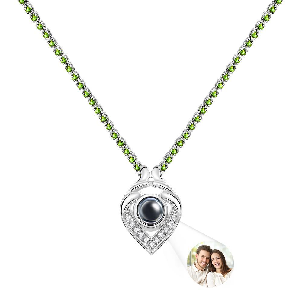 Custom Photo Projection Necklace Heart Tennis Chain Creative Gift - soufeelmy