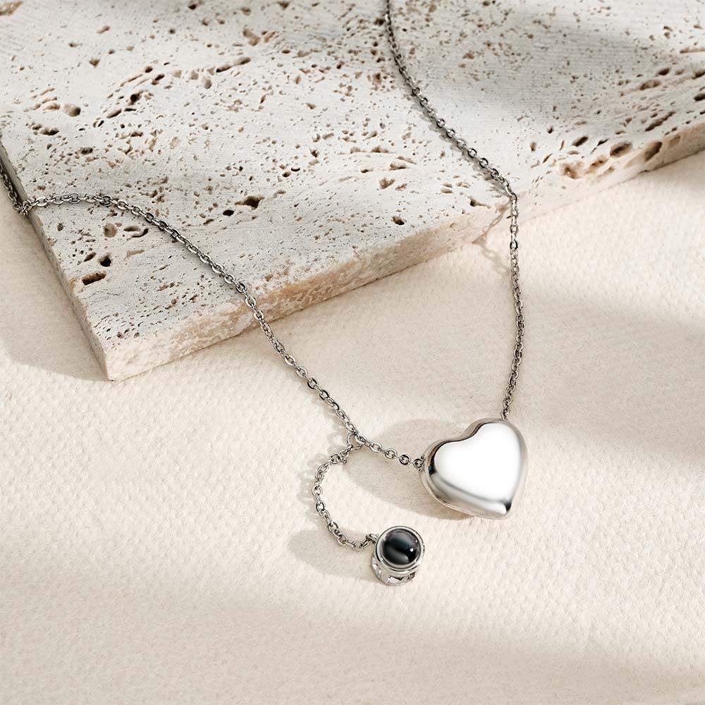 Custom Projection Necklace Heart Pendant Fashion Gift for Her - soufeelmy