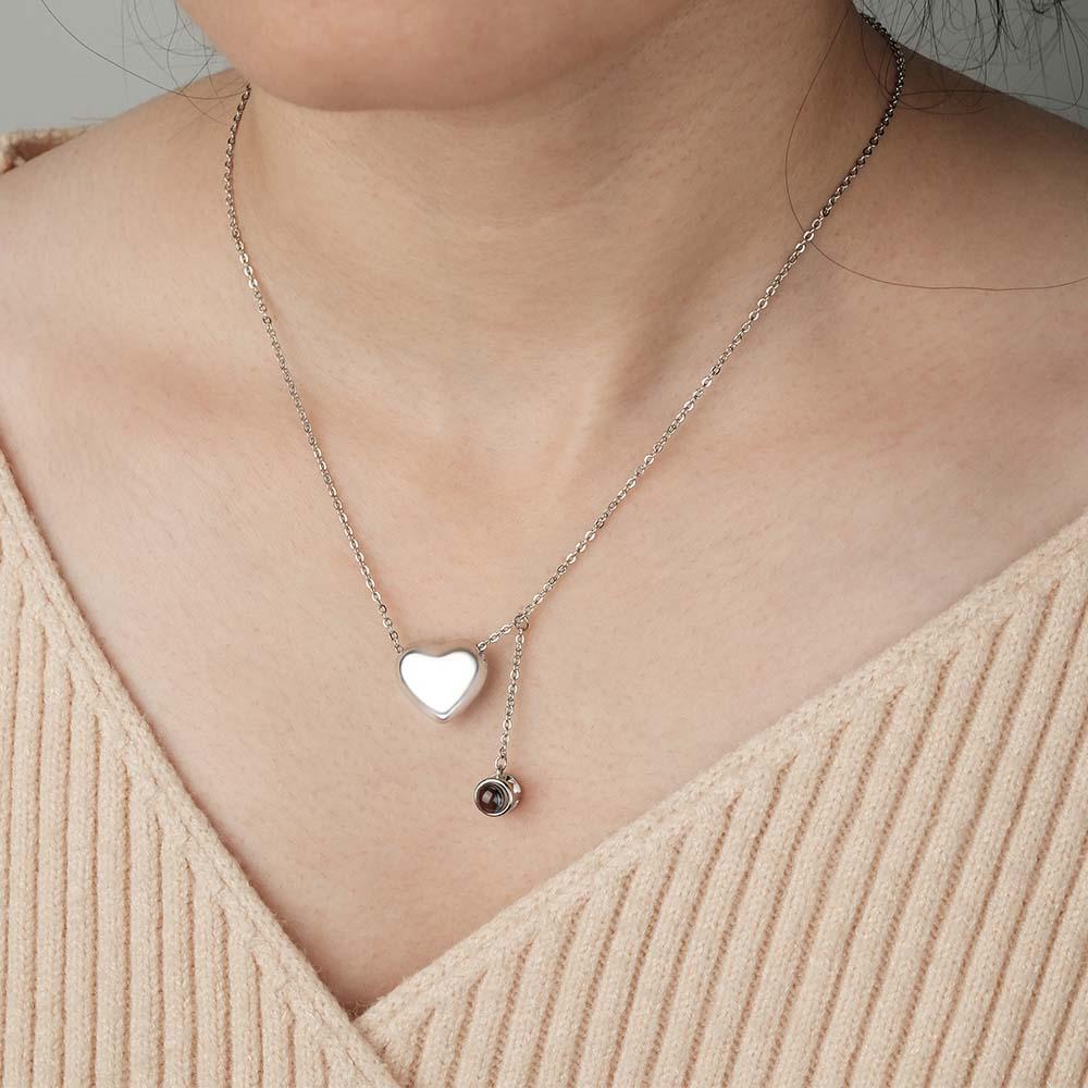 Custom Projection Necklace Heart Pendant Fashion Gift for Her - soufeelmy