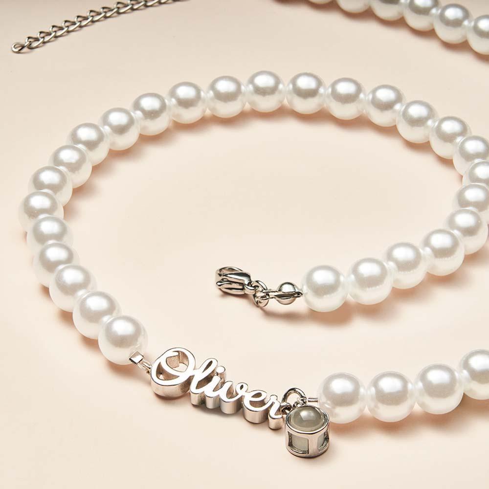 Custom Name Necklace Projection Classic Pearl Chain Gift for Her - soufeelmy
