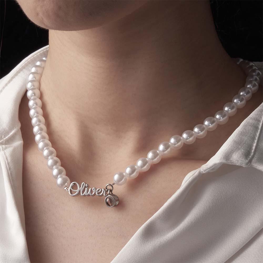 Custom Name Necklace Projection Classic Pearl Chain Gift for Her - soufeelmy