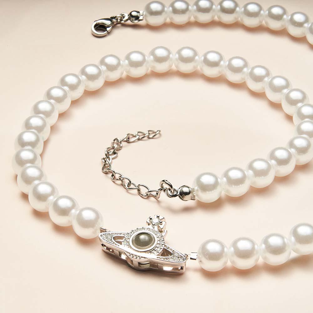 Custom Projection Necklace Planet Pearl Chain Fashion Gift - soufeelmy