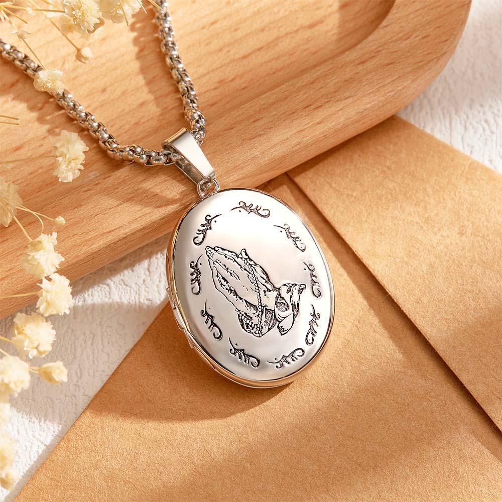 Custom Photo Locket Necklace Personalized Engravable Prayer Amulet Necklace Jewelry For Men Women - soufeelmy