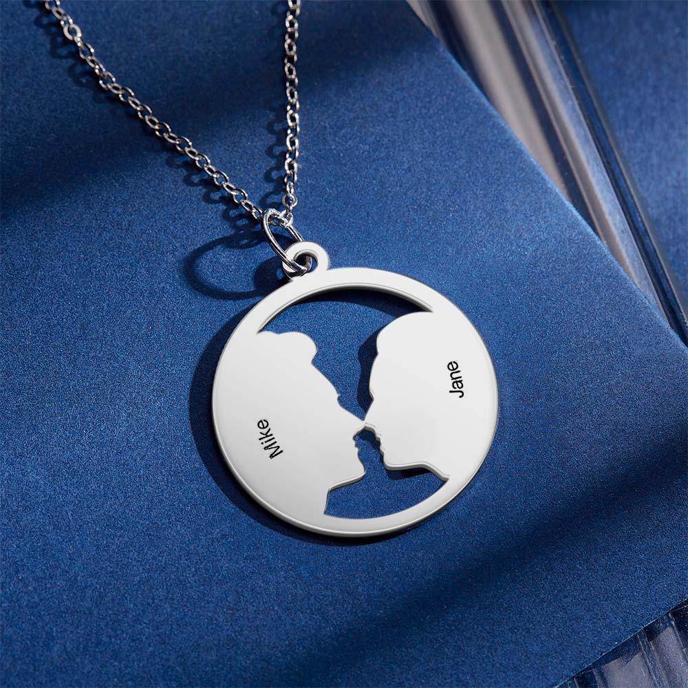 Custom Photo Silhouette Necklace for Couple with Custom Names - soufeelmy