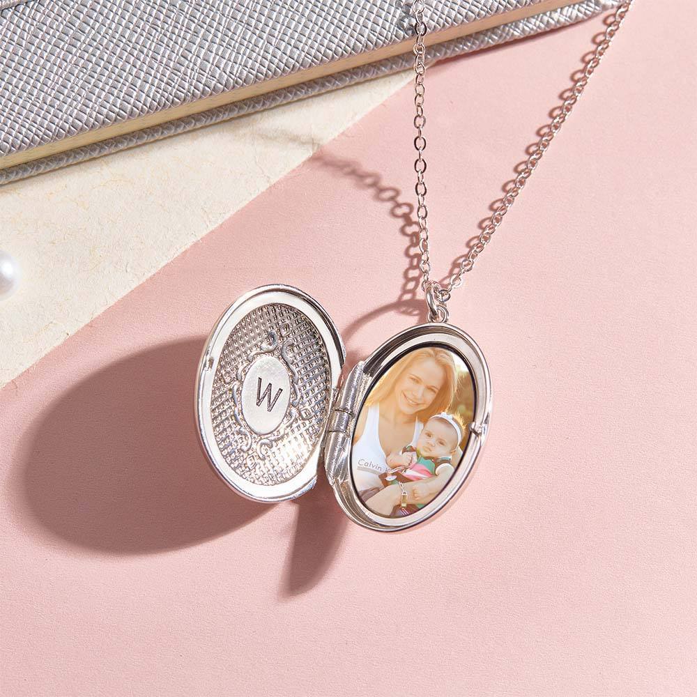 Personalized Birth Flower Locket Necklace with Photo Necklace Jewelry Gift for Her - soufeelmy