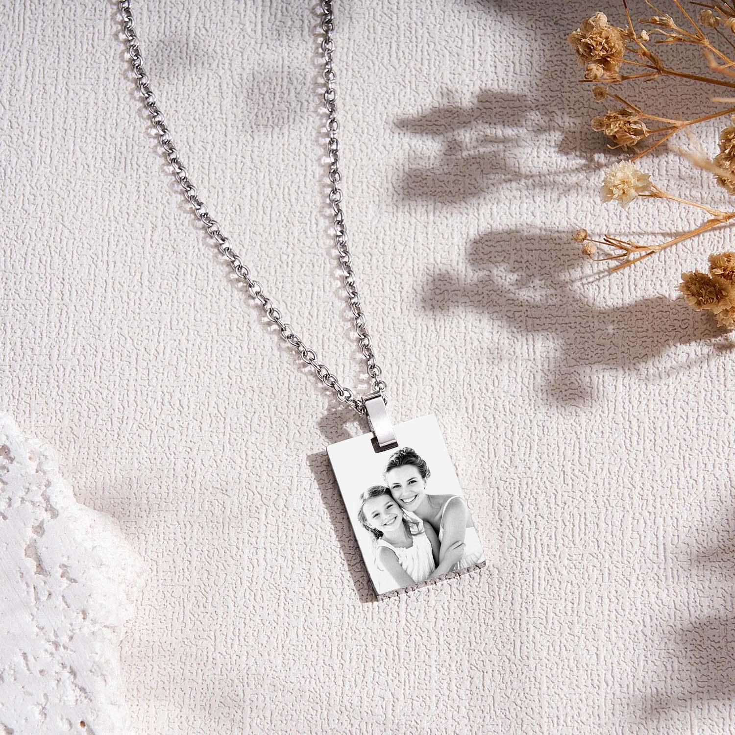 Custom Photo Necklace Shadow Engraved Necklace Mother's Day Gifts - soufeelmy