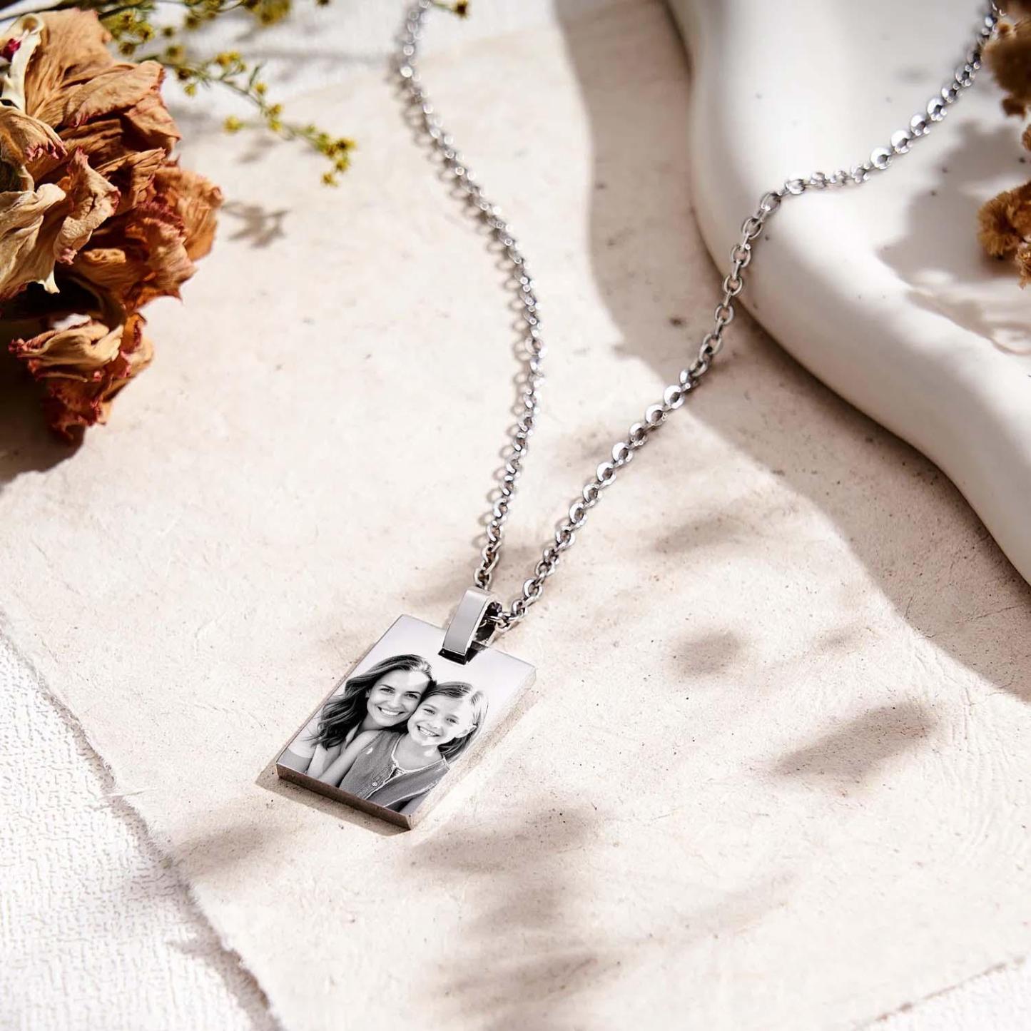 Custom Photo Necklace Shadow Engraved Necklace Mother's Day Gifts - soufeelmy