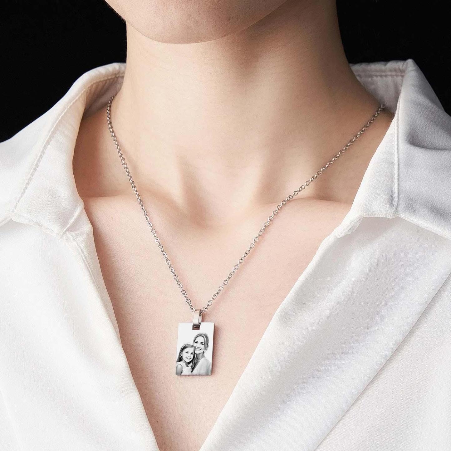 Custom Photo Necklace Shadow Engraved Necklace Mother's Day Gifts - soufeelmy