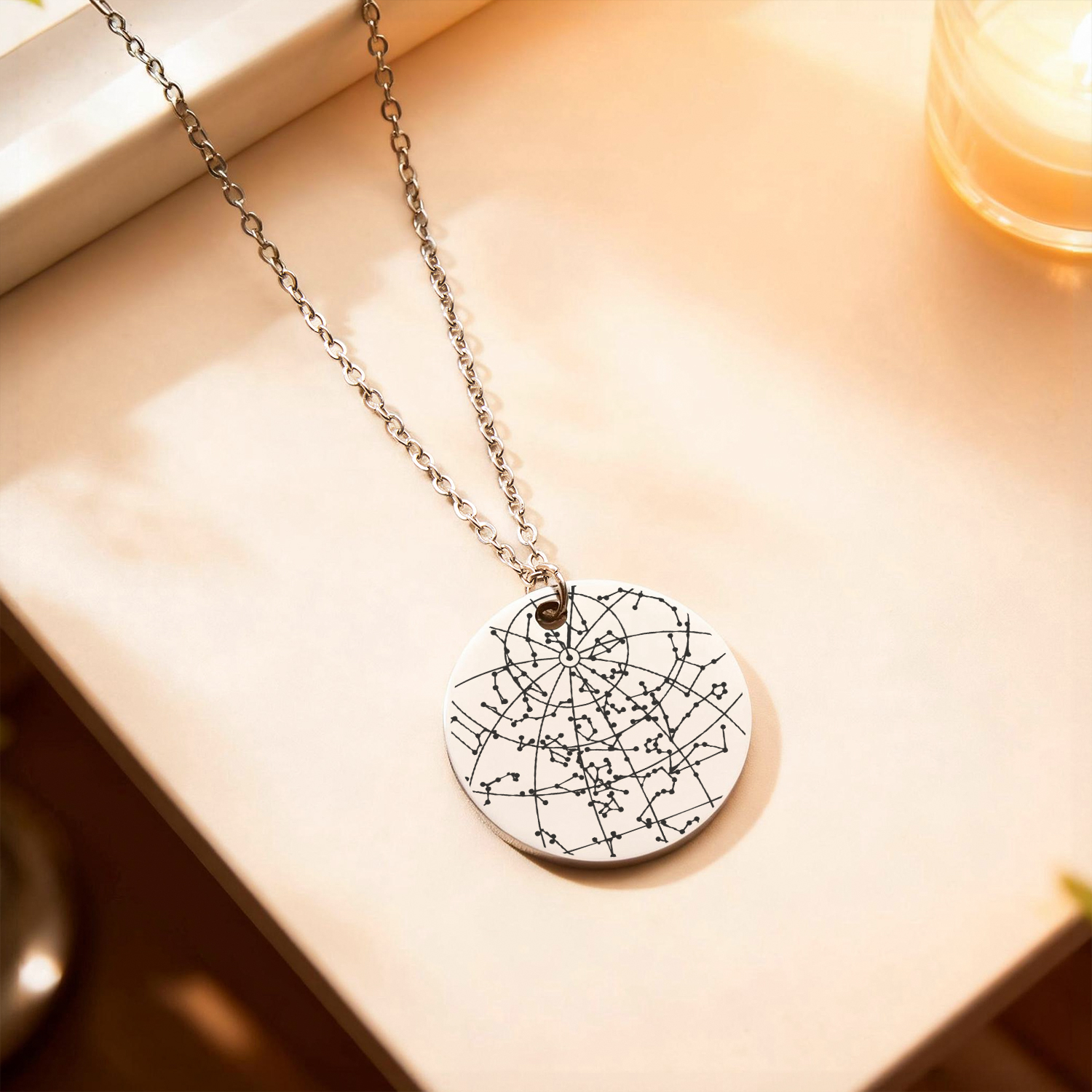 Custom Night Sky Bezel Necklace Star Map Necklace Gift for Her Anniversary Gift - soufeelmy
