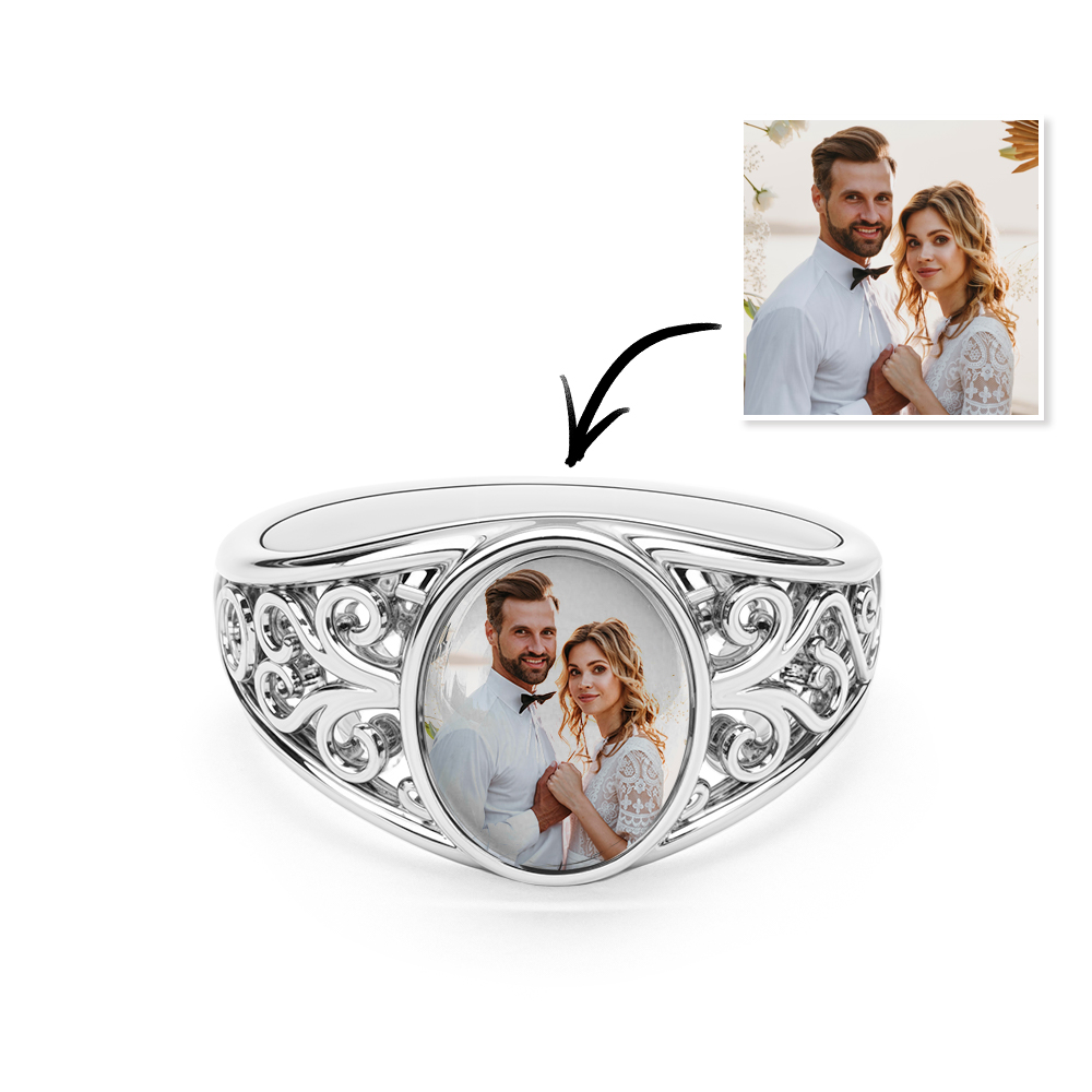 Custom Cutout Photo Rings Personalized Photo Jewelry Valentine's Day Gifts for Couple - soufeelmy