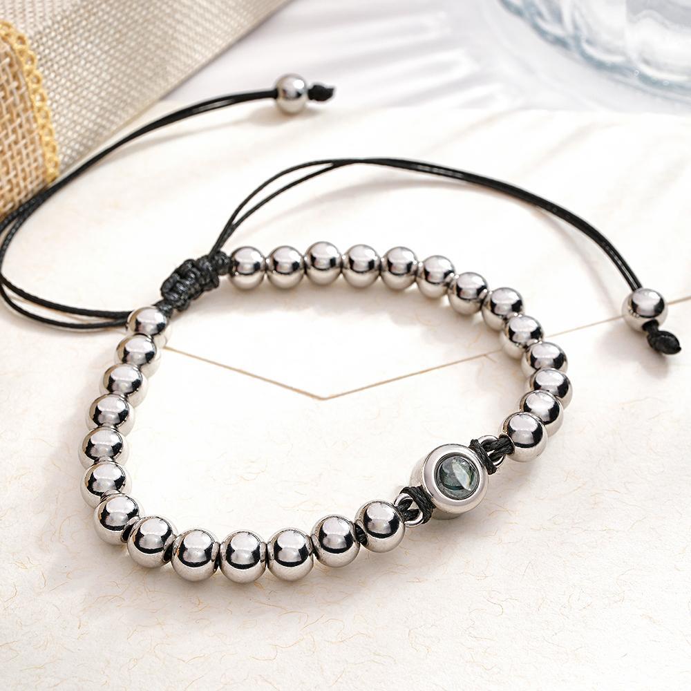 Custom Photo Projection Bracelet Personalized Circle Beads Adjustable Bracelet Gifts For Men - soufeelmy