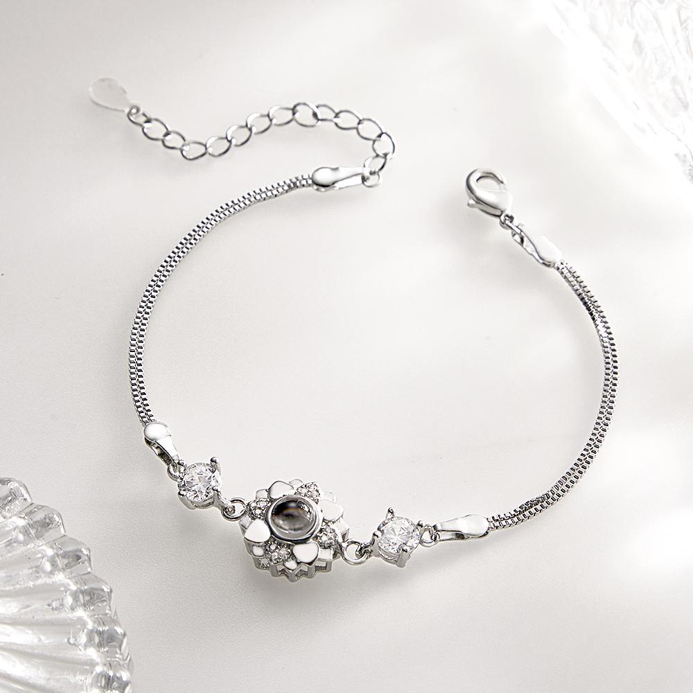 Custom Photo Projection Bracelet Flower Romantic Commemorate Gifts for Girlfriend - soufeelmy