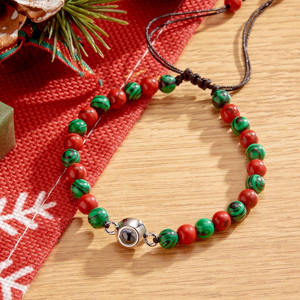 Custom Projection Bracelet Colorful Beads Unique Christmas Couple Gift - soufeelmy