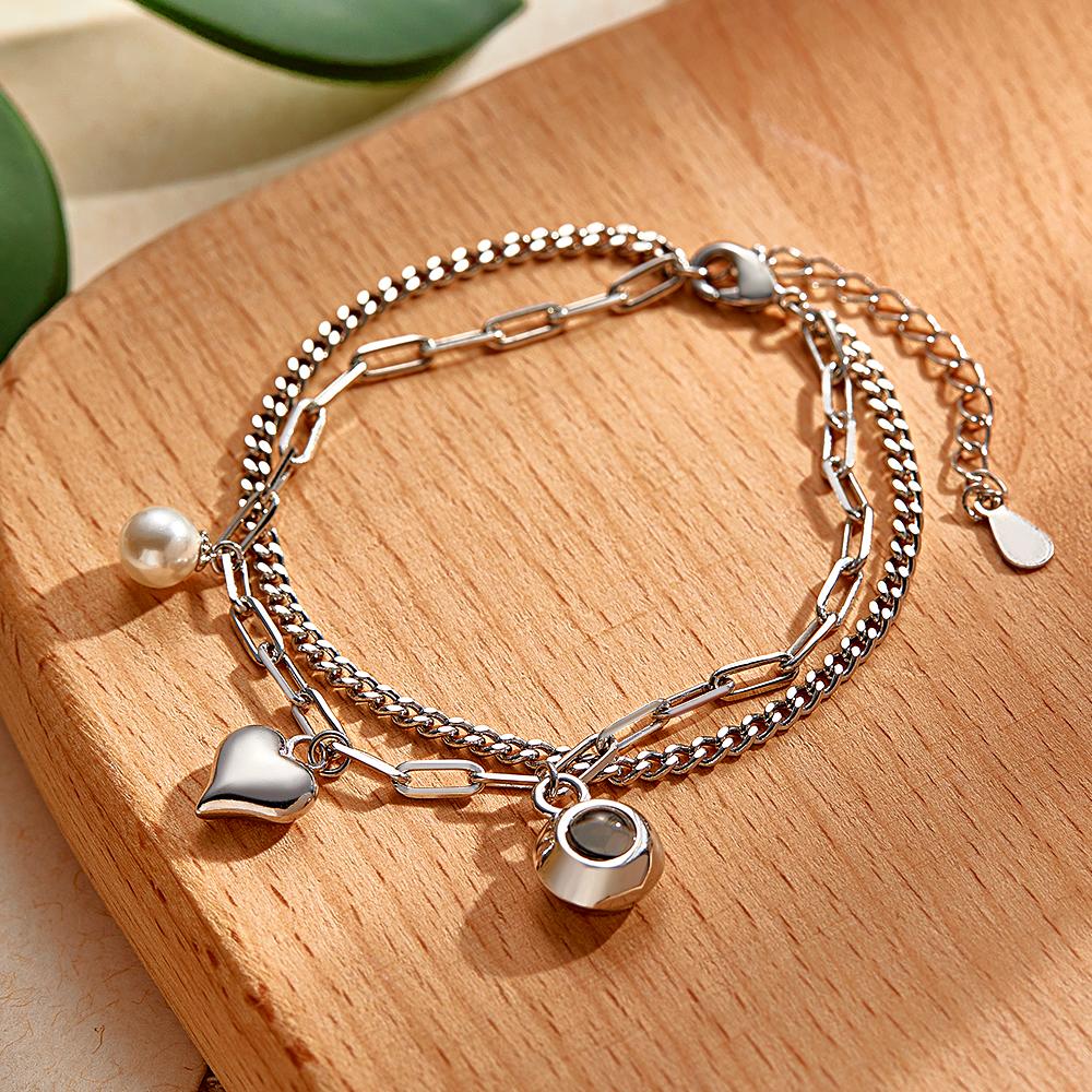 Custom Photo Projection Bracelet Heart Perfect Gift for Her - soufeelmy