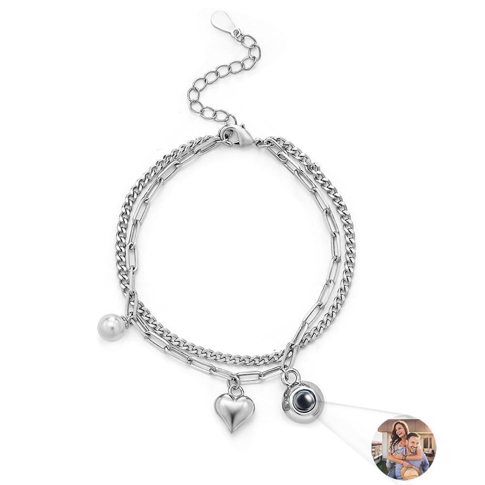 Custom Photo Projection Bracelet Heart Perfect Gift for Her - soufeelmy