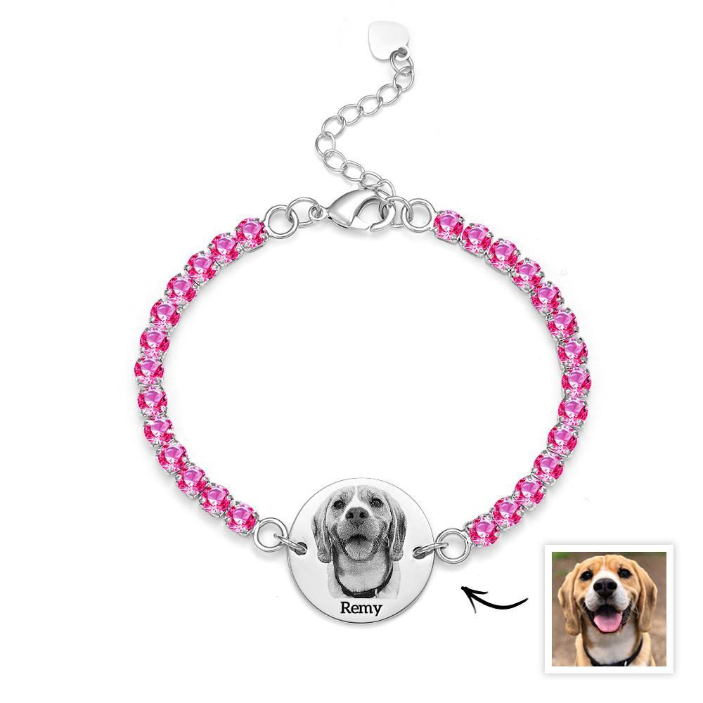 Custom Pet Photo and Name Tennis Bracelet Unique All Diamonds Bracelet Gift For Pet Lovers - soufeelmy