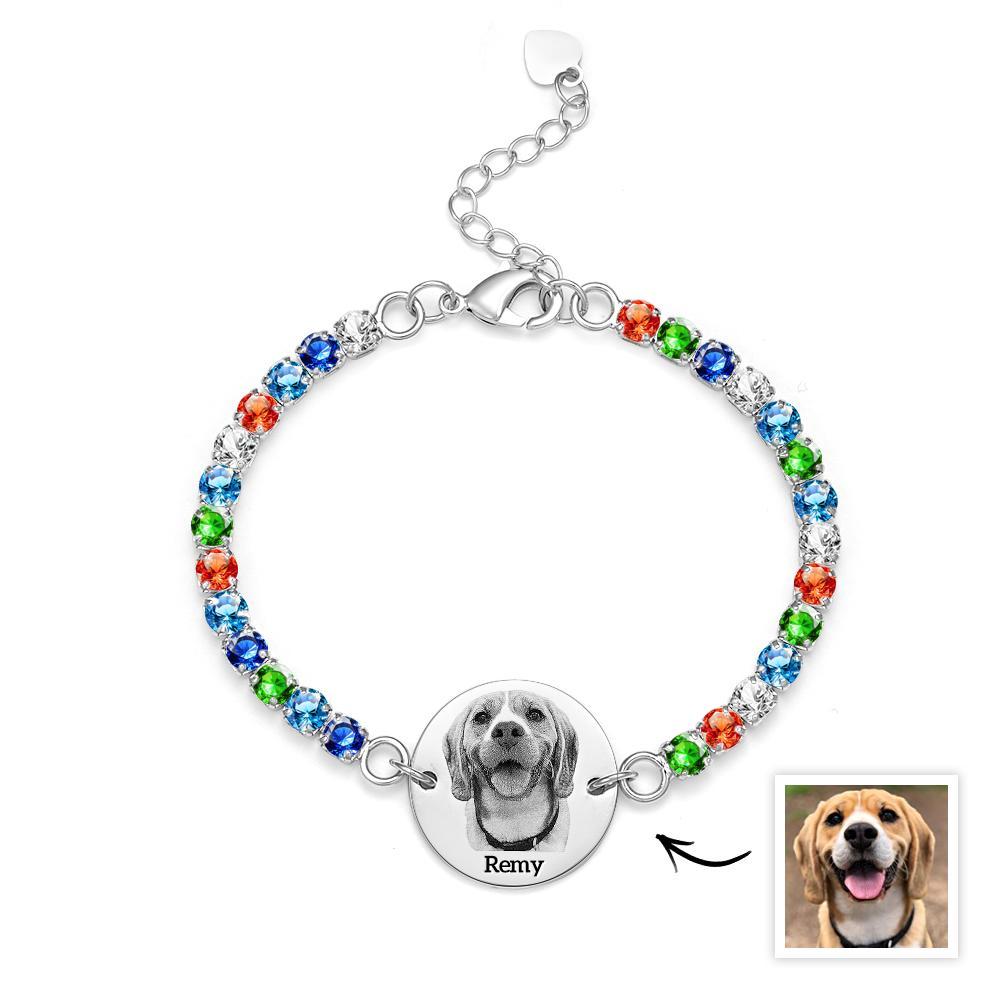 Custom Pet Photo and Name Tennis Bracelet Unique All Diamonds Bracelet Gift For Pet Lovers - soufeelmy