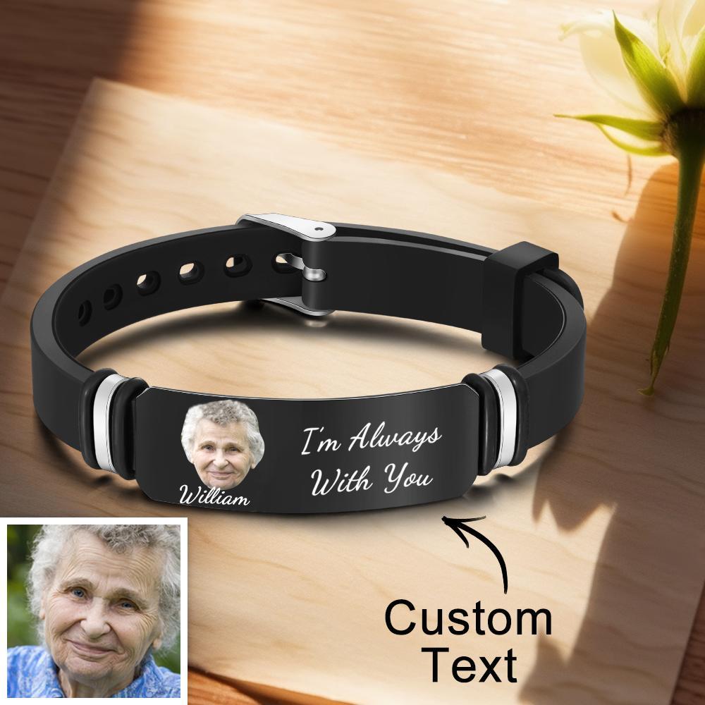 Men's Bracelet In Memory Of Mother Custom Photo Memorial Bracelet Engraved Gifts - soufeelmy