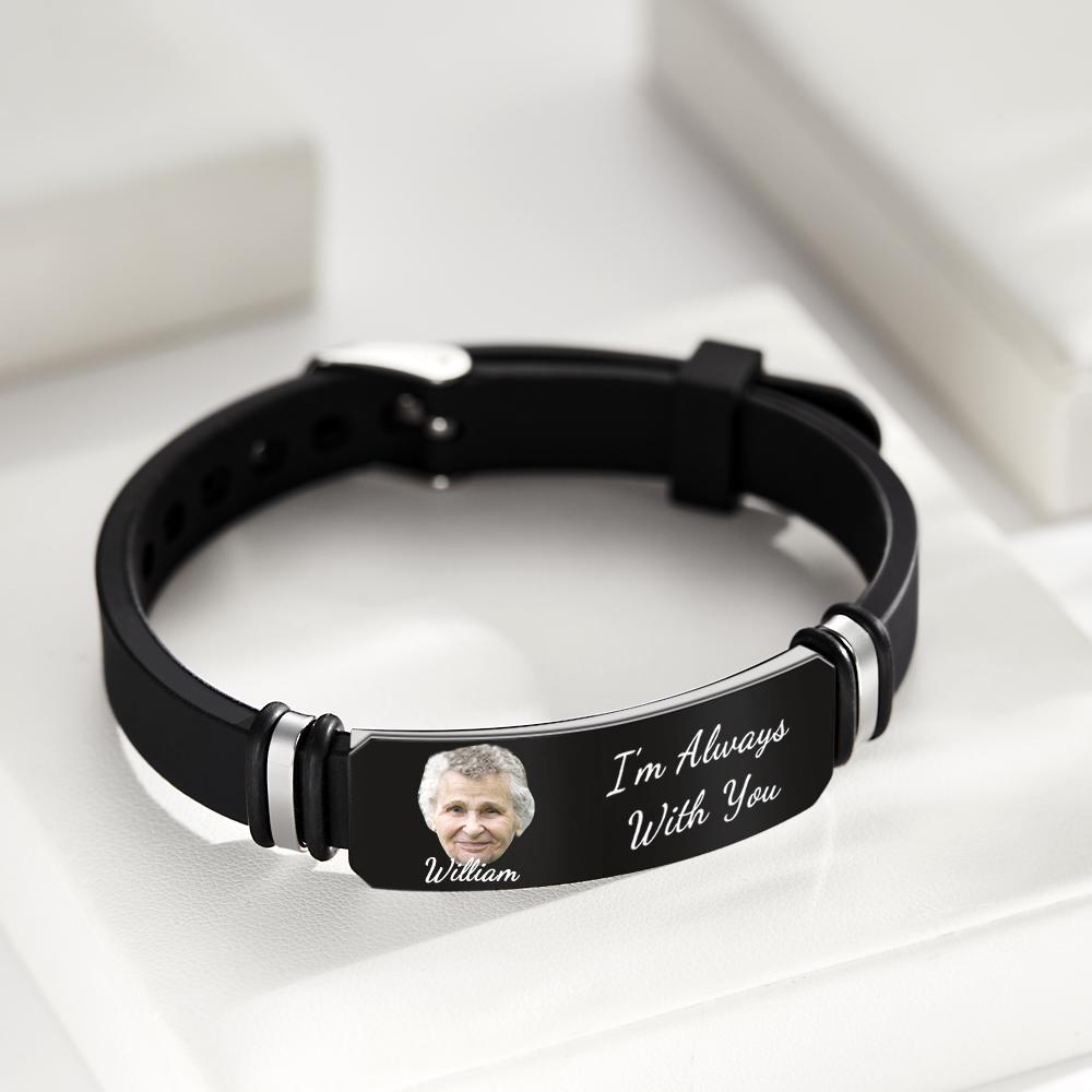 Men's Bracelet In Memory Of Mother Custom Photo Memorial Bracelet Engraved Gifts - soufeelmy
