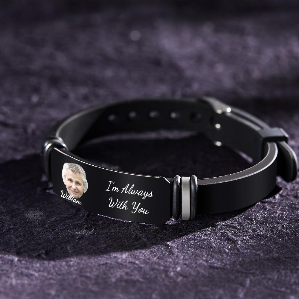 Men's Bracelet In Memory Of Mother Custom Photo Memorial Bracelet Engraved Gifts - soufeelmy