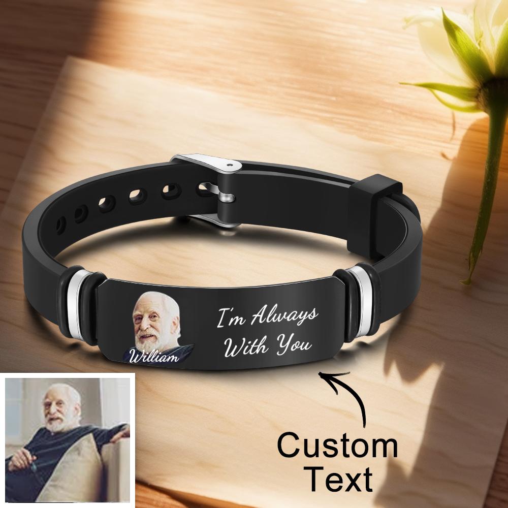 Men's Bracelet Custom Photo Memorial Bracelet Engraved Commemorate Photo Memory Gifts - soufeelmy