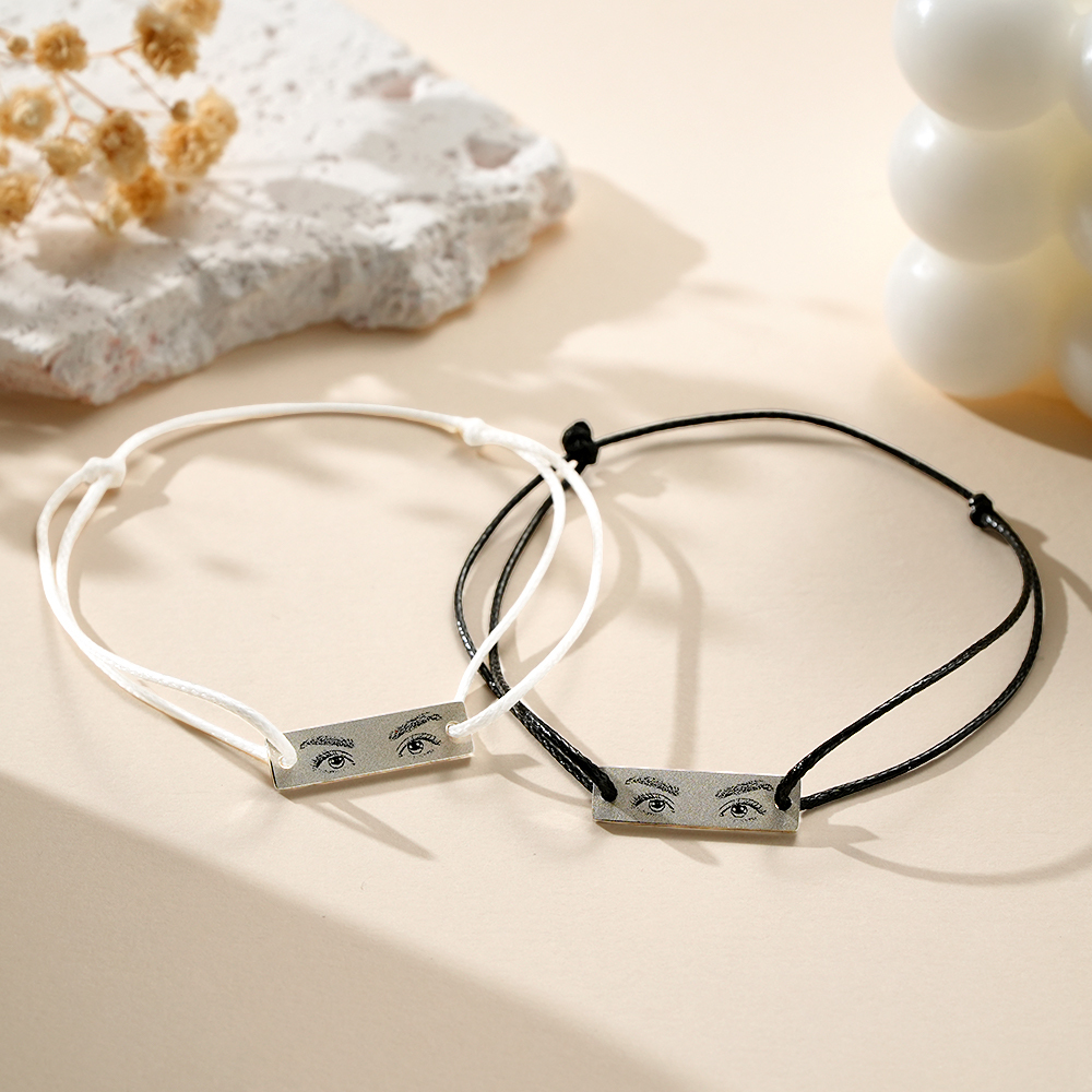 Custom Engraved Bracelet With Eyes Photo Eyes of Love Bracelet - soufeelmy