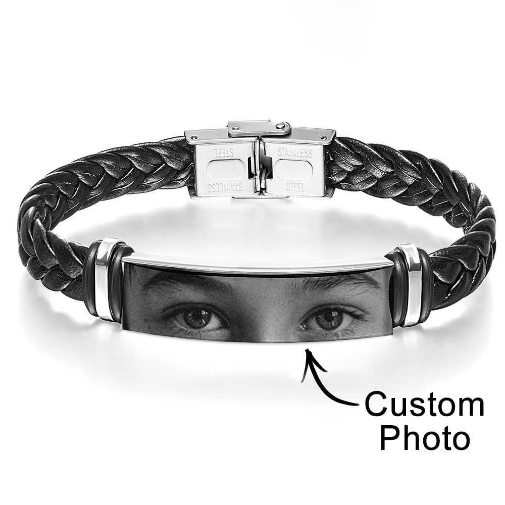 Personalized Lover Eyes Picture Bracelet for Men Custom Engraved People Eyes Couple - soufeelmy