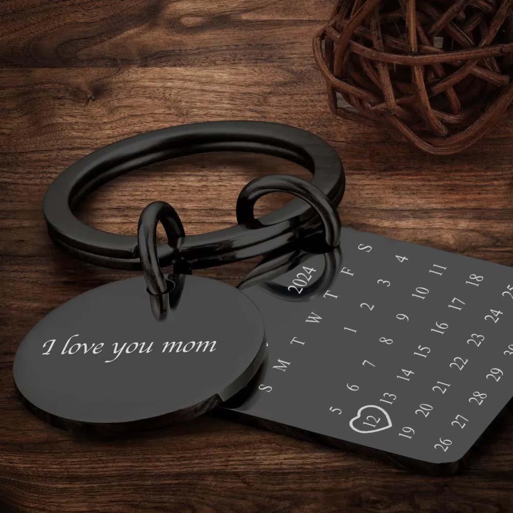 Custom Photo Keychain Engraved Calendar Keychain Gift for Mother - soufeelmy