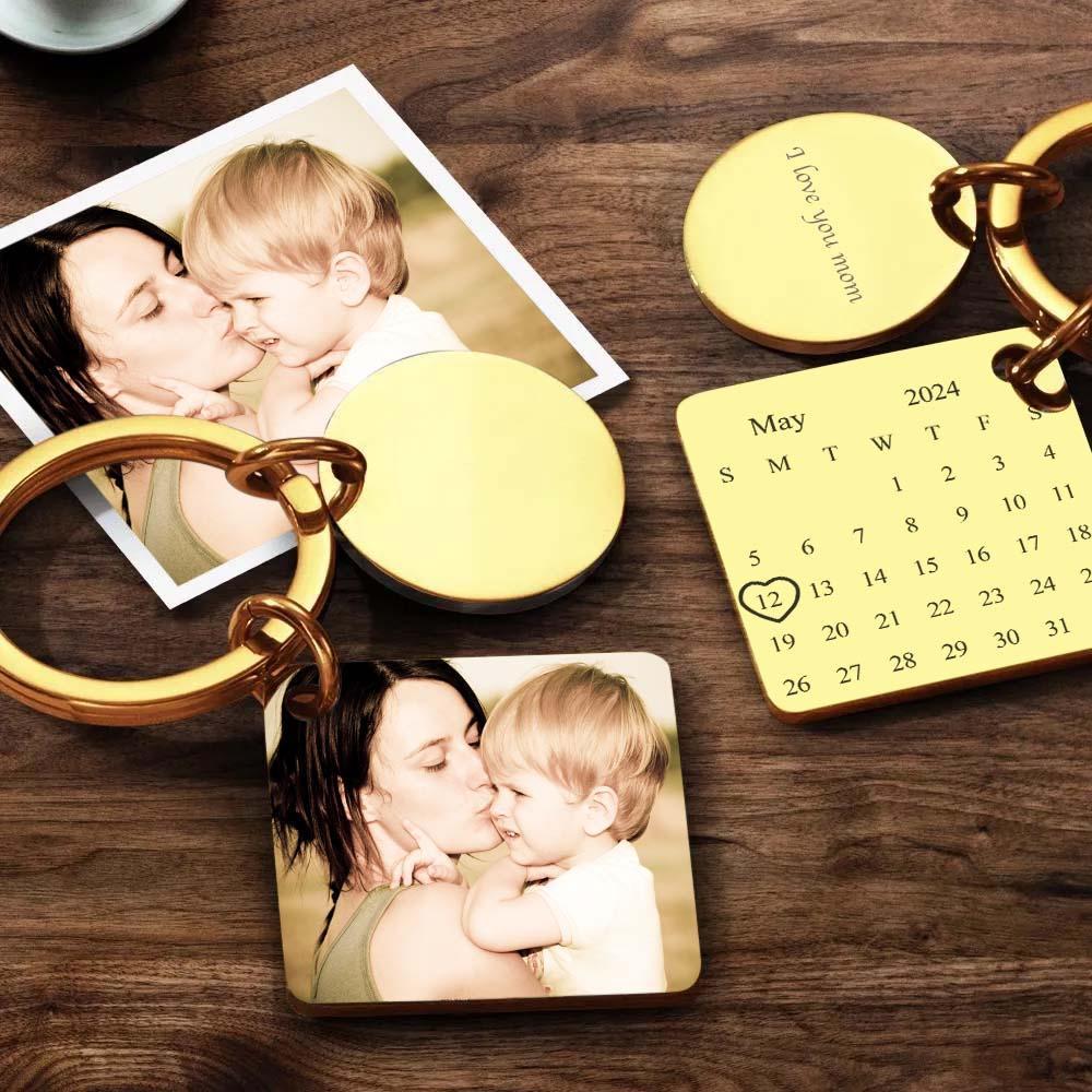 Custom Photo Keychain Engraved Calendar Keychain Gift for Mother - soufeelmy
