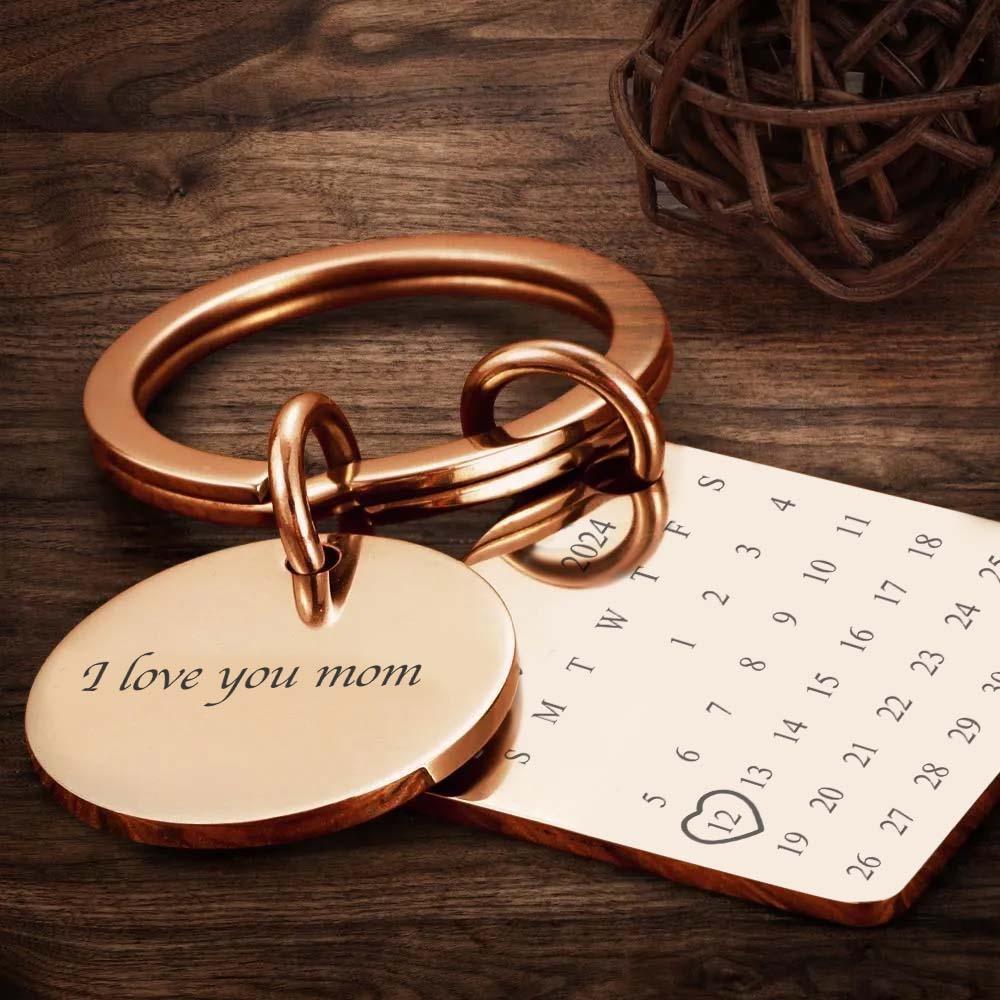Custom Photo Keychain Engraved Calendar Keychain Gift for Mother - soufeelmy